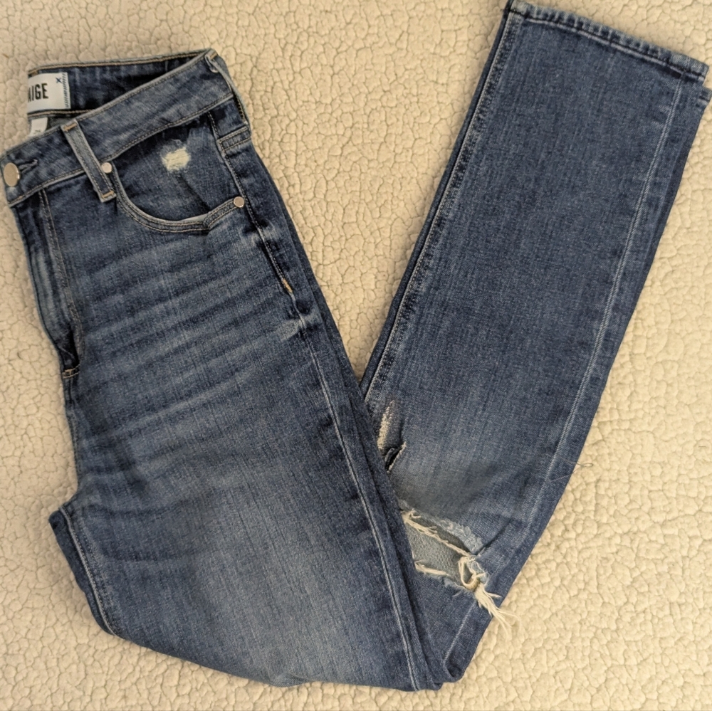 PAIGE Distressed Blue Skinny Jeans